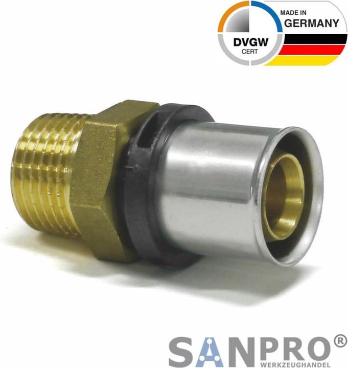 Actual product image Sanpro THPRESS pressfitting transition male thread - transition nipple 16x2 - 3/4" (Press connection)