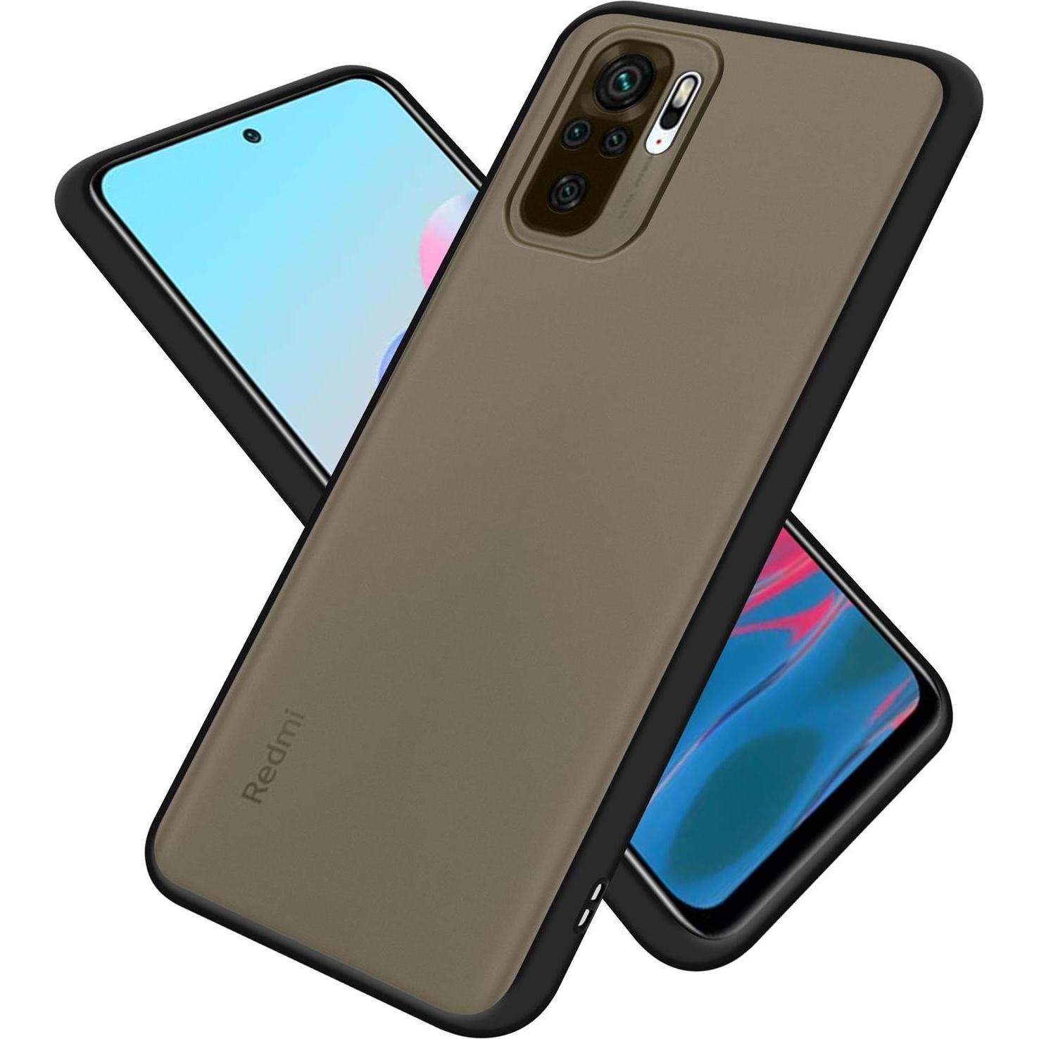 Cadorabo Hybrid Matt Cover (Xiaomi Redmi Note 10), Smartphone Hülle, Schwarz
