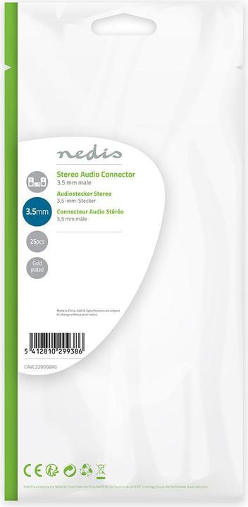 Image du produit Nedis Connecteur audio | droit | plug | plaqué or | à souder | diamètre d'entrée du câble : 4,0 mm | P