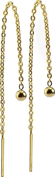 Actual product image Star Piercing Stud Earrings with Free Falling Chain and Ball Gold Plated (without brass, Surgical steel 316L)