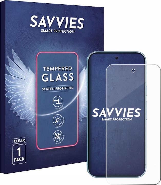 Produktbild Savvies Panzerglas Displayschutz 9H Schutzglas Glas Klar Transparent (1 Stück, Google Pixel 9)