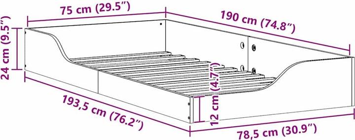 Produktbild VidaXL Plattformbett (75 x 190 cm)
