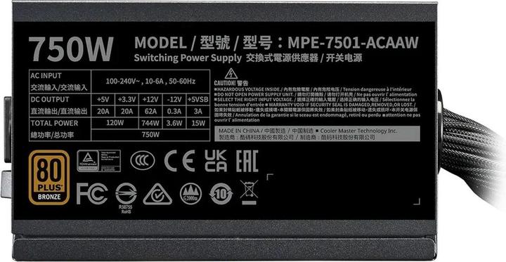 Actual product image Cooler Master CooMas MWE 750 V3 Black (750 W)