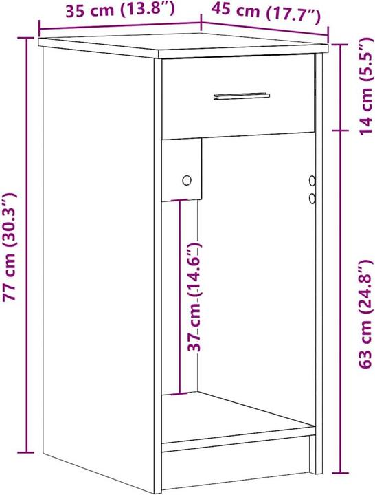 Produktbild vidaXL Computerschrank (35 x 45 x 77 cm)