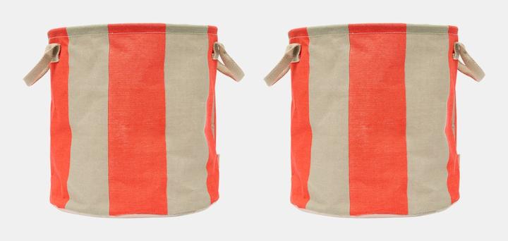 Immagine prodotto OYOY Living Wäschekorb Kara 2 Stück, 25 l, Kirschrot/Weiss (25 l)