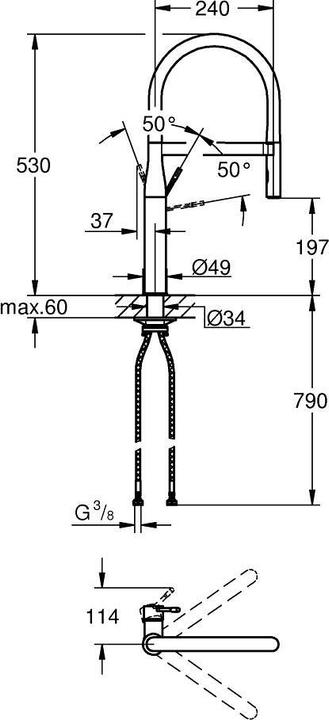 Productafbeelding Grohe Keukenmengkraan met flexibele uitloop Essence cool sunrise glanzend 30294