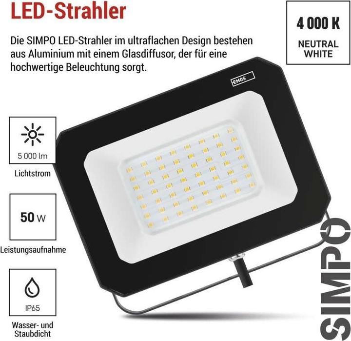 Produktbild Emos LED reflektor SIMPO 50 W neutralweiss (5000 lm)