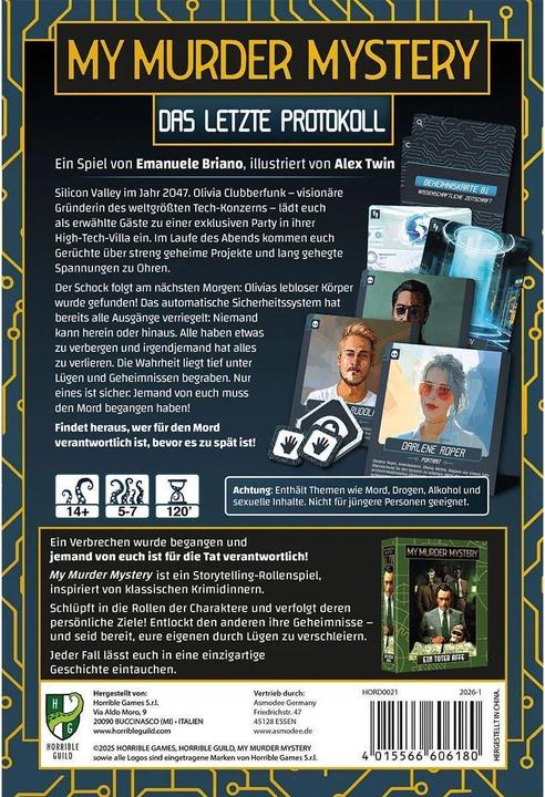 Actual product image Horrible Guild My Murder Mystery Das letzte Protokoll DE (German, 5 - 7 Players)