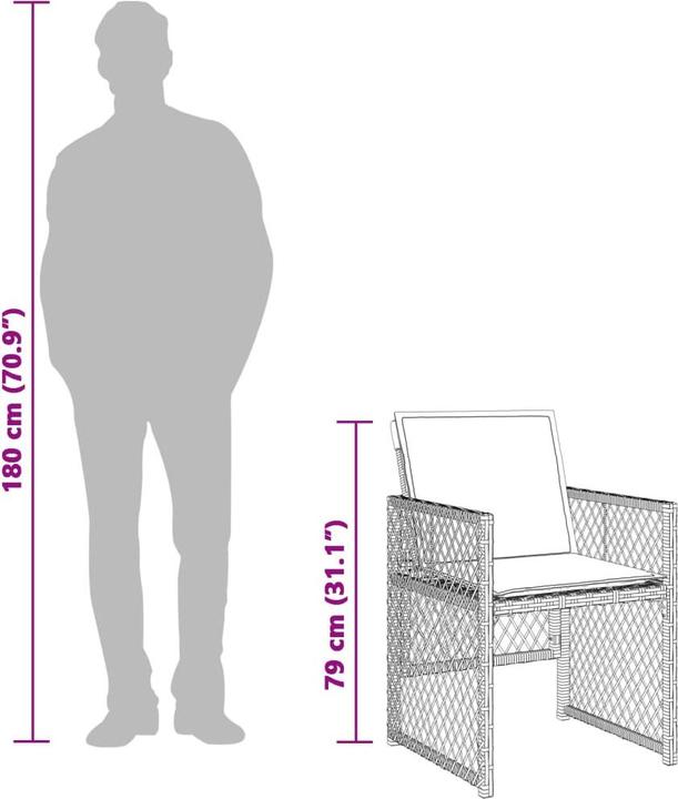 Immagine prodotto VidaXL Mobili da giardino set da pranzo set da giardino gruppo di sedute 13 pezzi in poly rattan marrone (106 cm)