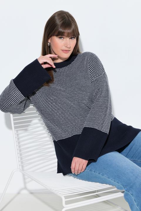 Produktbild Ulla Popken Pullover, Ringel, Rundhals, Langarm (46, 48)