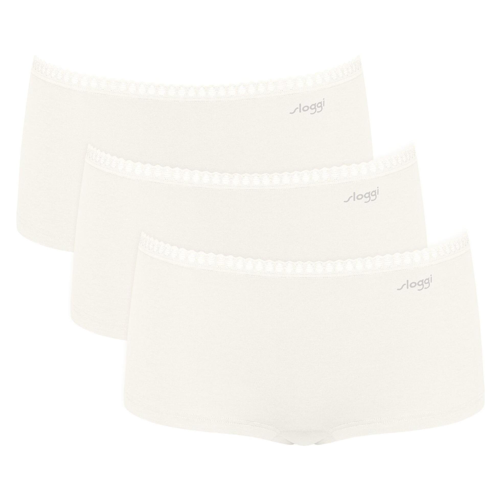 Sloggi, Damen, Unterhosen, Go Crush Short C3P, Weiss, Beige, (L, 3er Pack)