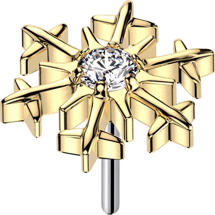Actual product image Star Piercing Threadless snowflake gold-plated crystal silver (without brass, Titanium)