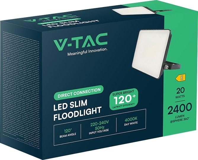 Produktbild V-TAC LED-Fluter, VT-4419-FC, EEK: E, 20 W, 2400 lm, 6500 K, IP65, kaltweiss (2400 lm, IP65)