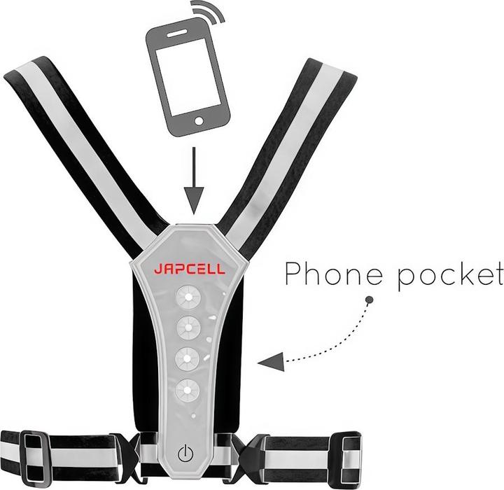 Image du produit Japcell Reflektorweste mit LED-Licht und Handytasche (Taille unique)