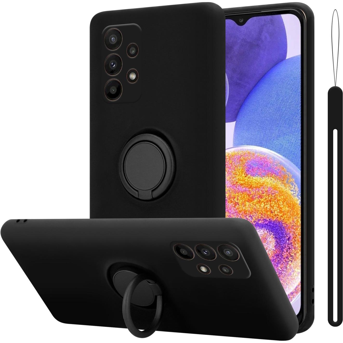Cadorabo TPU Liquid Ring Silicone Case Hülle für Samsung Galaxy A23 4G (Samsung Galaxy A23), Smartphone Hülle, Schwarz