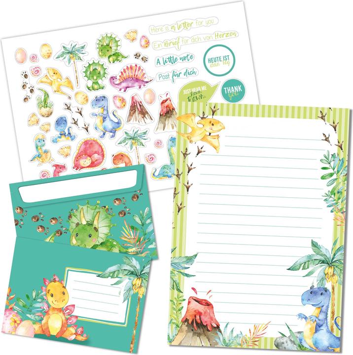 Produktbild Papierdrachen Briefblock Set - Dinosaurier - Set 5