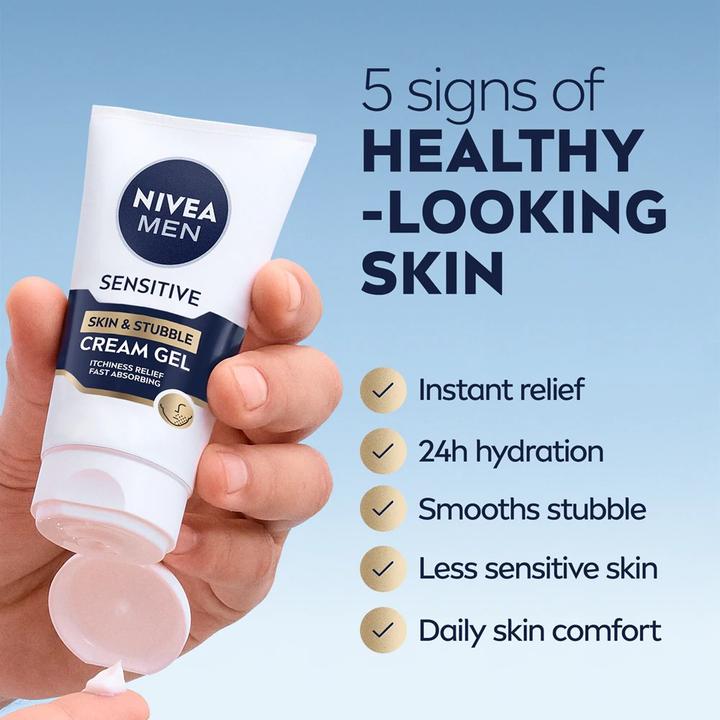 Actual product image NIVEA MEN Cream gel for sensitive skin and stubble Sensitive (Skin & Stubble Cream Gel) 50 ml (50 ml, Face gel)