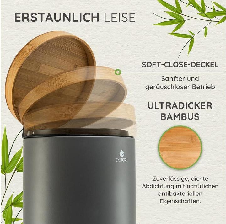 Immagine prodotto Exitoso Tretmülleimer mit Softclose-Deckel 5 l, Grau (5 l)