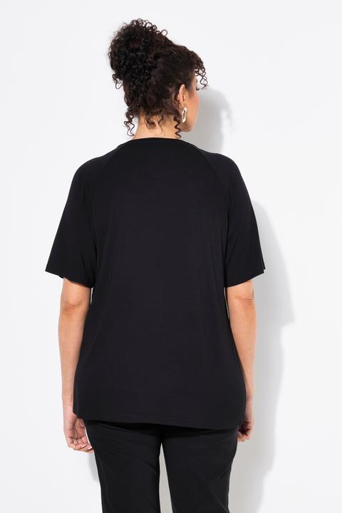 Actual product image Ulla Popken Textured Seam Short Sleeve Stretch-Fit Tee (62)