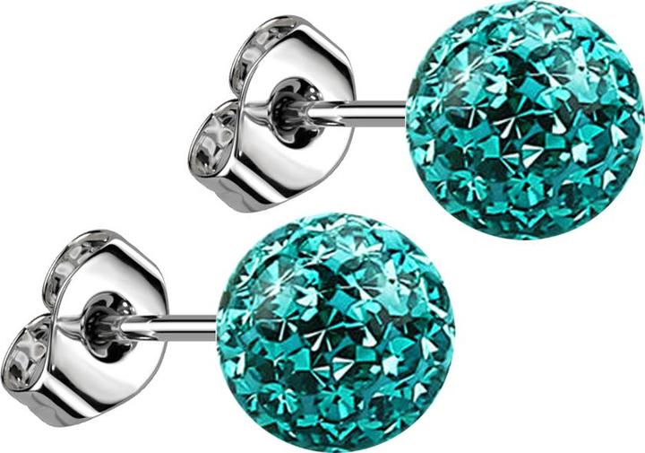 Image du produit Star Piercing clou d'oreille argent avec boule de cristal turquoise époxy de protection (sans laiton, Acier chirurgical 316L)