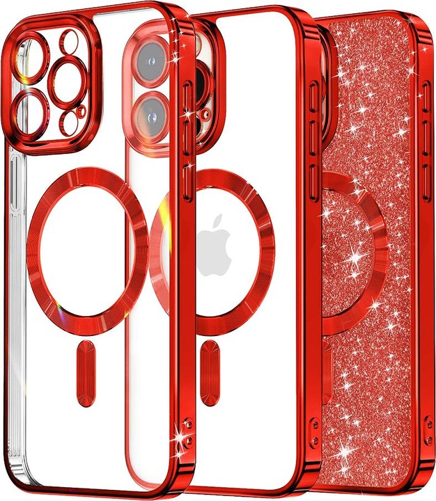 Produktbild Techsuit - Luxury Glitter MagSafe - iPhone 16 Pro - Red (Apple iPhone 16 Pro)