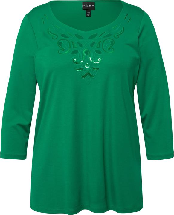 Actual product image Ulla Popken Cutout Neckline 3/4 Sleeve Tee (42, 44)