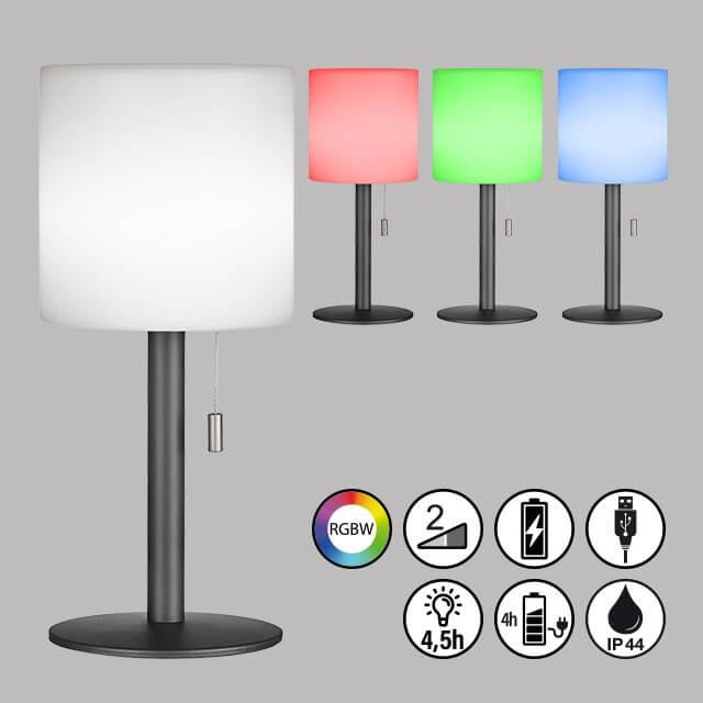 Actual product image FHL easy FHL Lesina LED rechargeable outdoor light USB 1.5W RGB colour control dimmable sand anthracite IP44