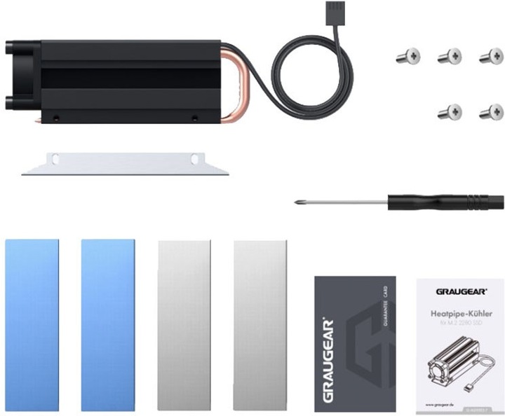Produktbild Graugear Kühlkörper SSD M.2NVMe 2280, mit PWM Lüfter (34 mm)