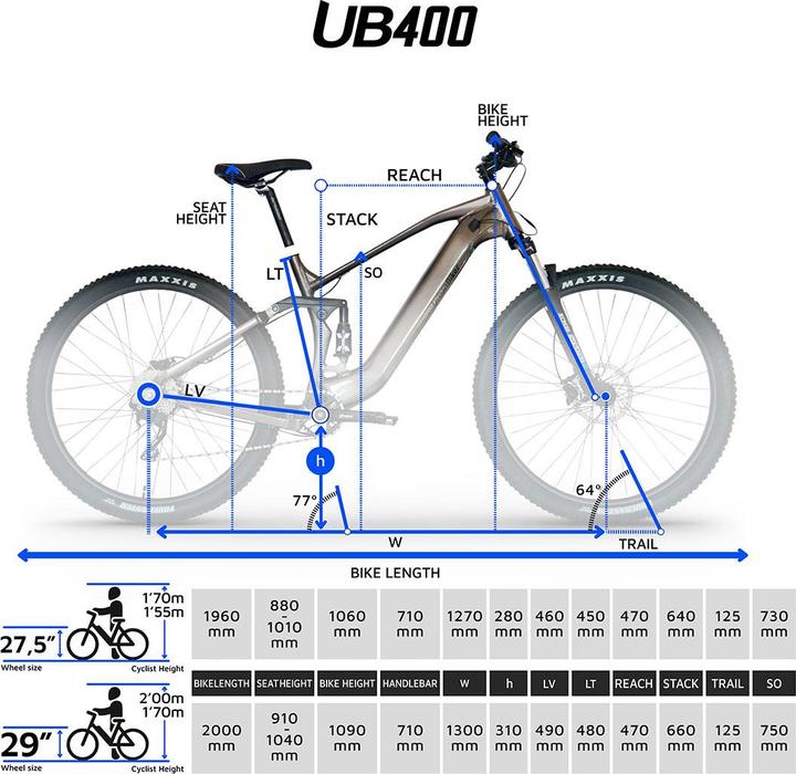 Image du produit Urbanbiker UB400B | Mountain E-Bike Vollgefedert | Bis zu 140 km Reichweite