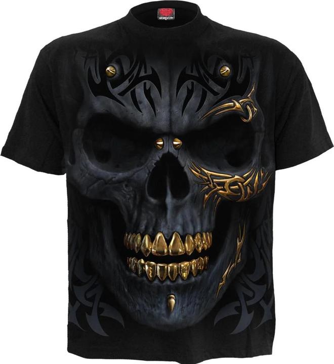 Actual product image Spiral Unisex Adult Black Gold Skull T-Shirt (3XL)