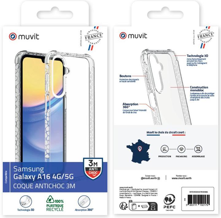 Produktbild Muvit France Coque Transparente Renforcee 3m Samsung Galaxy A16 4g/5g (Samsung Galaxy A16 5G)