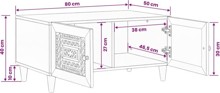 Image du produit vidaXL Couchtisch (80 x 54 x 40 cm)