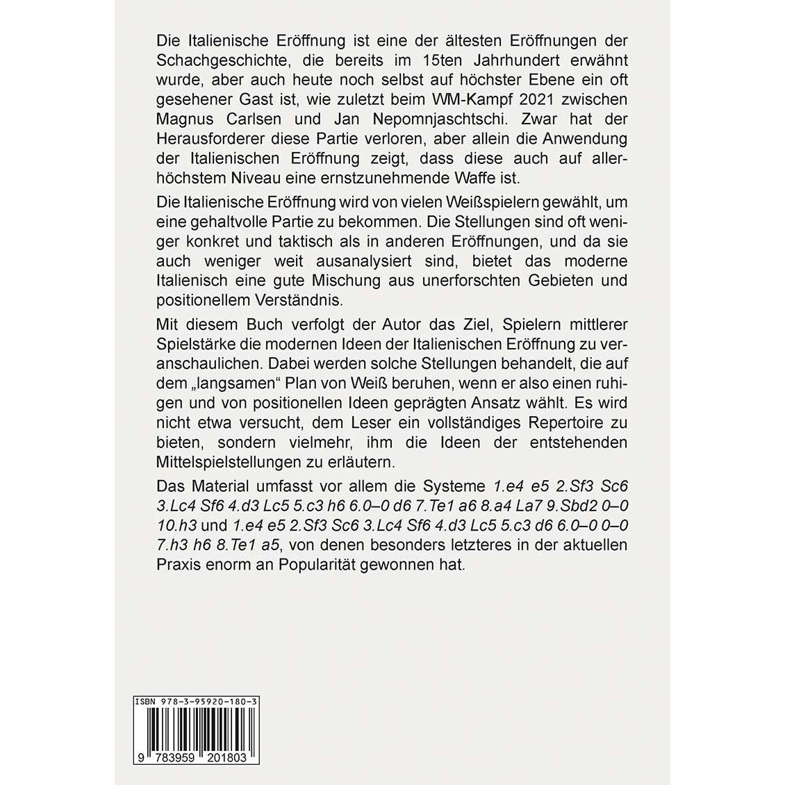 Thumbnail - Bargsten:Italienische Eröffnung für Wei, Ratgeber von Justus Bargsten