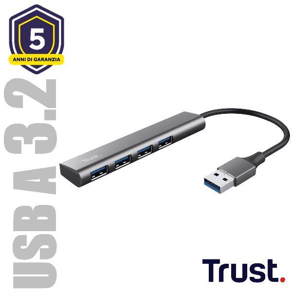 Productafbeelding Trust HALYX 4-POORTS USB 3.2 GEN1 HUB (USB-A, 4 ports)