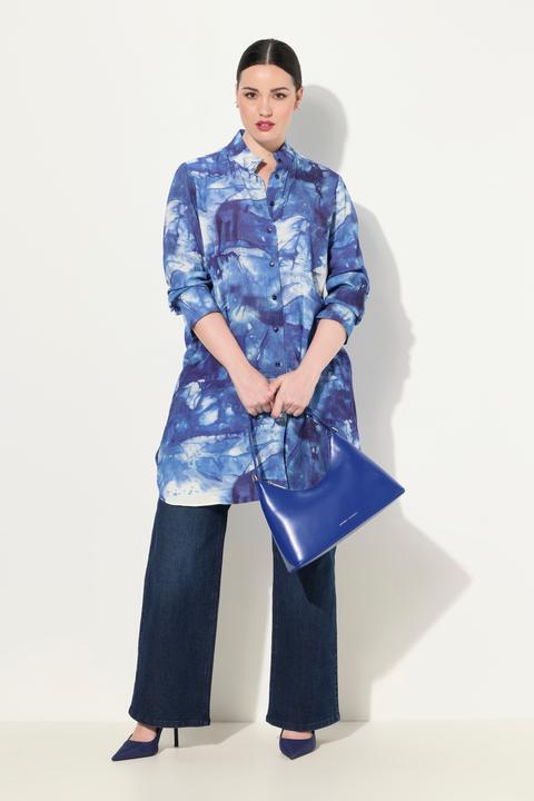 Actual product image Ulla Popken Tye Dyed Long Sleeve Button Down Tunic Blouse (50, 52)