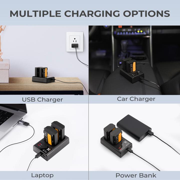 Produktbild K&F Concept FZ100 Digital Camera LED Dual Channel Charger with Type C Charging Cable (Kamera Akku Ladegerät)