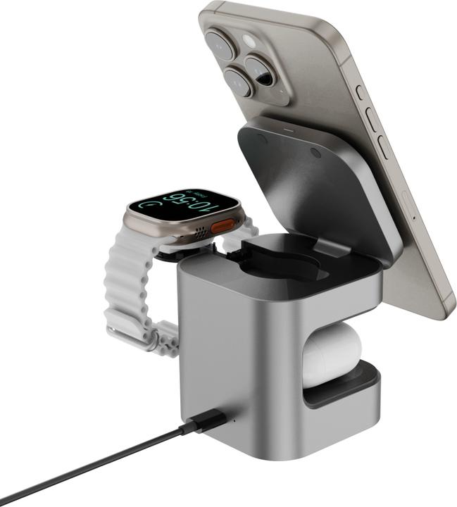 Produktbild Energea MagCube Qi2.0 3 in 1 Wireless Charger - Black (15 W)