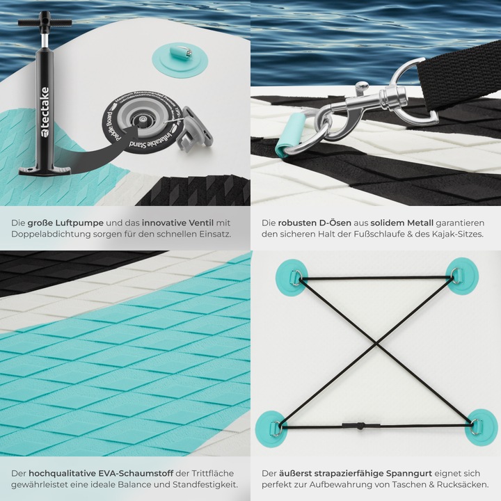 Produktbild tectake Stand-Up Paddle Board Zenon, 2in1 aufblasbar, Komplettset