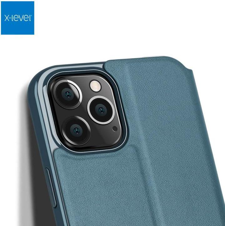 Image du produit X-Level iPhone 12 Pro Max - FIBColor Flip Etui, Kunstleder, 360° Rundumschutz, Dunkelgrün (Apple iPhone 12 Pro Max)