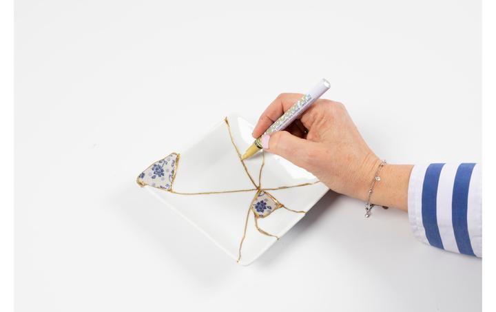 Actual product image Creative - Craft Kit Kintsugi, Dish, blue, gold, white (977815)