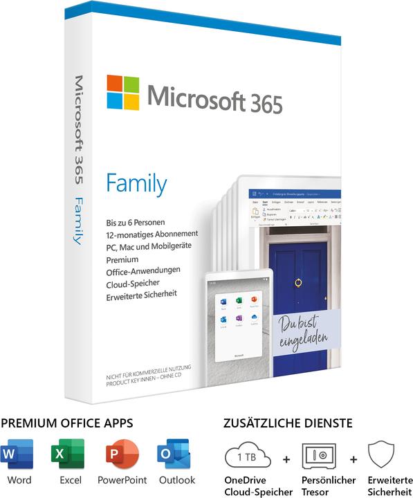 Produktbild Microsoft 365 Family Deutsch (6 User, 12 Monate)
