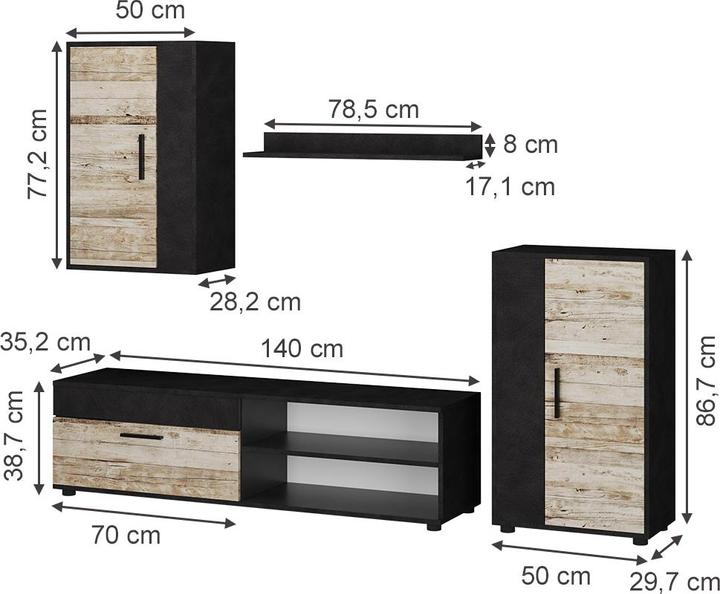 Actual product image Vicco Berno (204 x 35.5 x 150 cm)