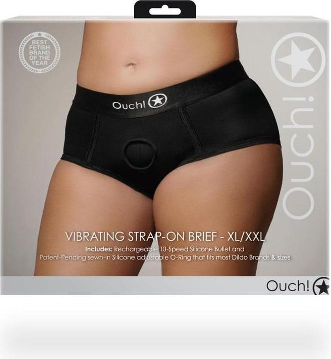 Actual product image Ouch! Vibrating Strap-on Brief - XL/XXL