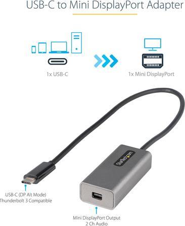 Produktbild StarTech USB C to mDP Adapter (2.70 cm)