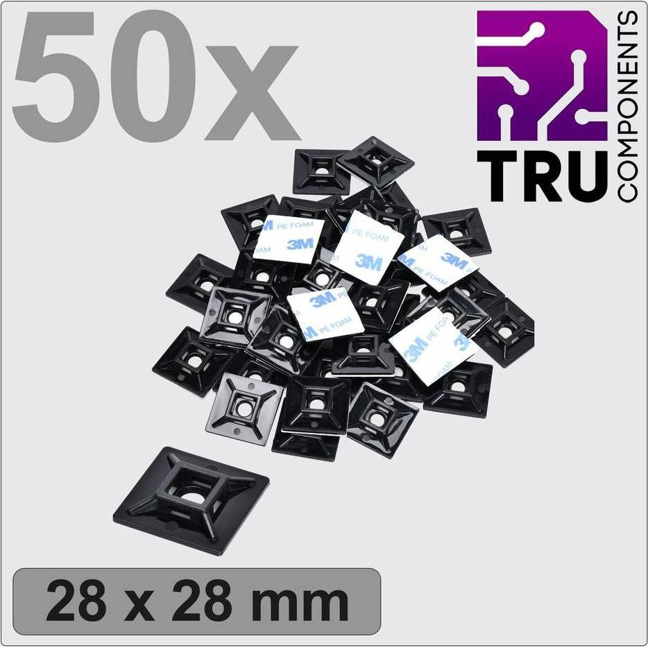 Tru Components, Kabelhalter, T24CA068 Befestigungssockel selbstklebend, schraubbar TC-12888544