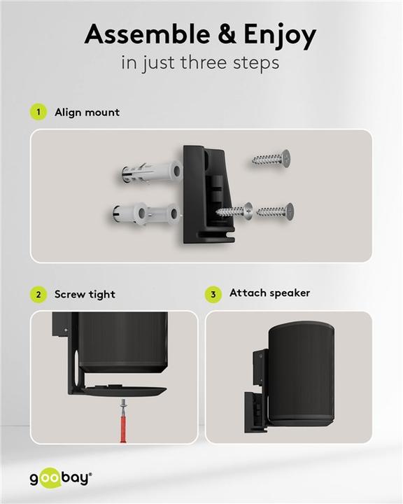 Productafbeelding Goobay Modern Era 1 Flex muurbevestiging voor luidsprekers, zwart (Wandmontage, Draaibaar, Kantelbaar)