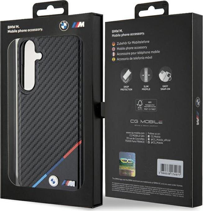 Actual product image BMW BMHMS23PUDTK S921 czarny/black hardcase Carbon Tricolor Line MagSafe (Samsung Galaxy S24)
