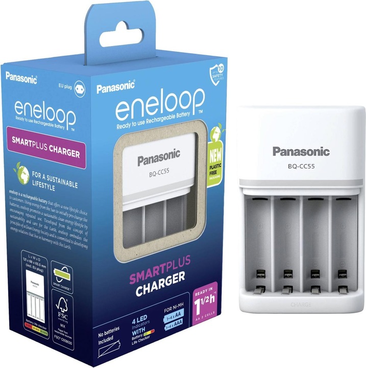 Actual product image Panasonic eneloop Smart & Quick Charger BQ-CC55E (1 pcs., AA, AAA, Chargers without battery)
