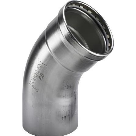 Viega, Rohrverbindungstechnik, Inox Biegung 45 Grad 108mmINOX, Edelstahlhülse / Nippel, SC-Contur