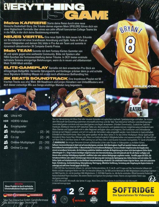 Produktbild 2K Games NBA 2K21 - Mamba Forever Edition (Xbox One X, Xbox Series X, EN)